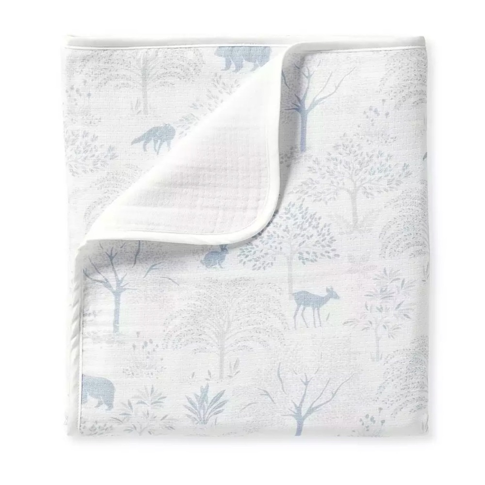 Serena & Lily White and Blue Animal Print Blanket